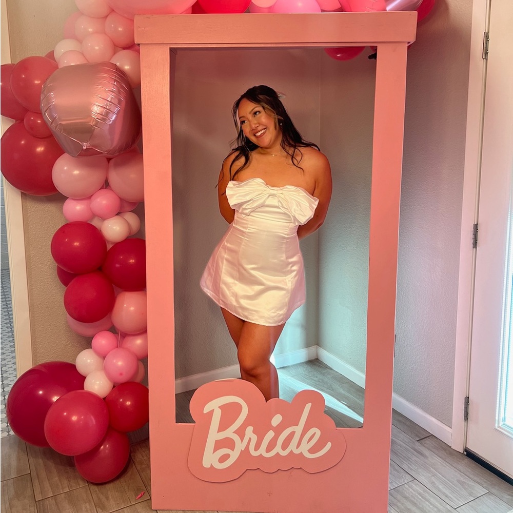 Lulus Precious Present White Satin Strapless Bow Mini Dress